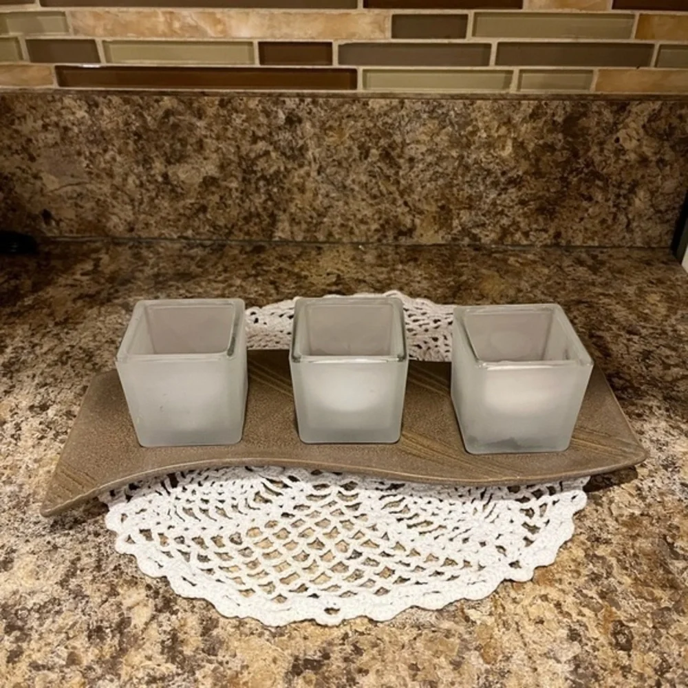 Partylite 3 Tea Light Holder Contemporary Zen - Picture 3 of 15